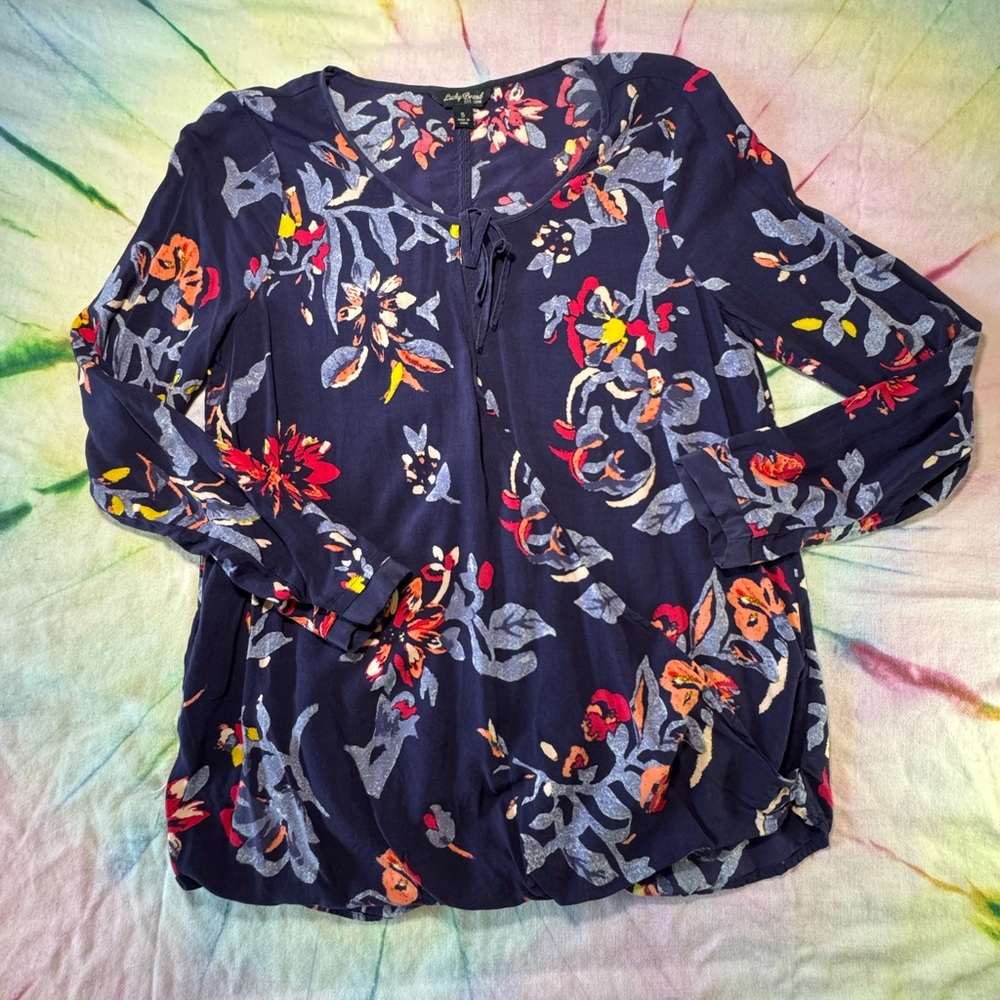 Lucky Brand Dark Blue Floral Women's Blouse